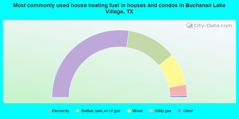 Most commonly used house heating fuel in houses and condos in Buchanan Lake Village, TX