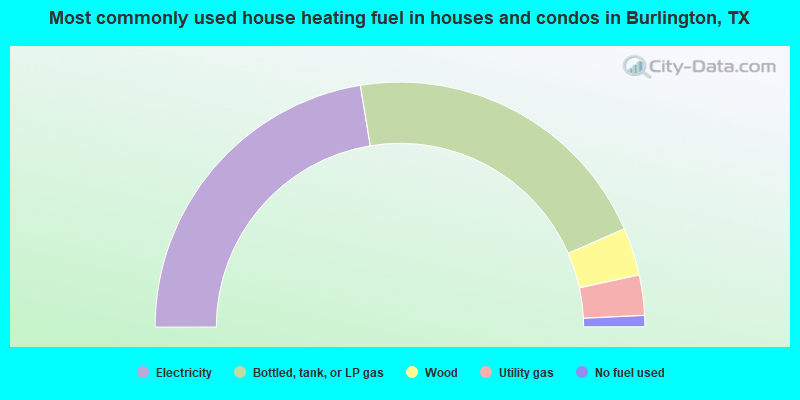 Most commonly used house heating fuel in houses and condos in Burlington, TX