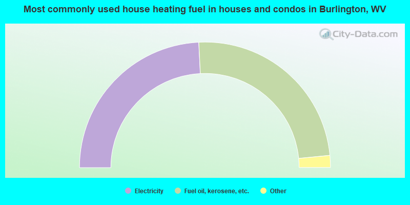 Most commonly used house heating fuel in houses and condos in Burlington, WV
