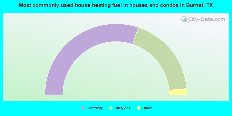 Most commonly used house heating fuel in houses and condos in Burnet, TX
