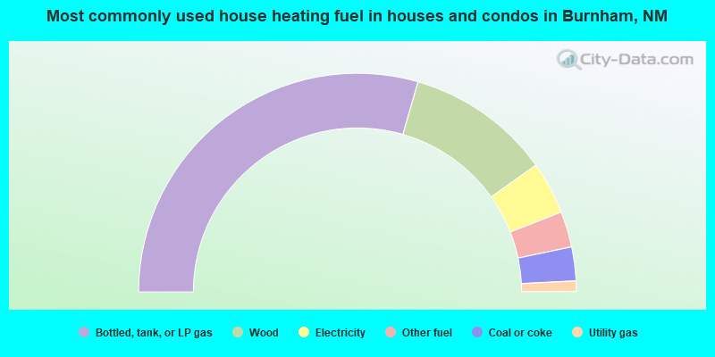 Most commonly used house heating fuel in houses and condos in Burnham, NM