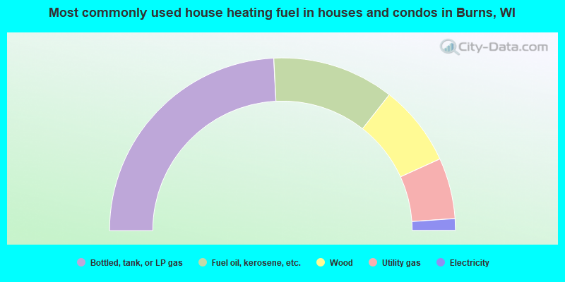 Most commonly used house heating fuel in houses and condos in Burns, WI