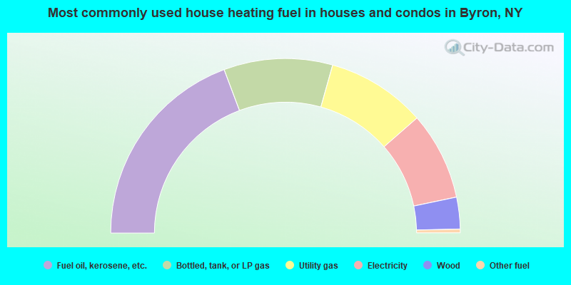 Most commonly used house heating fuel in houses and condos in Byron, NY