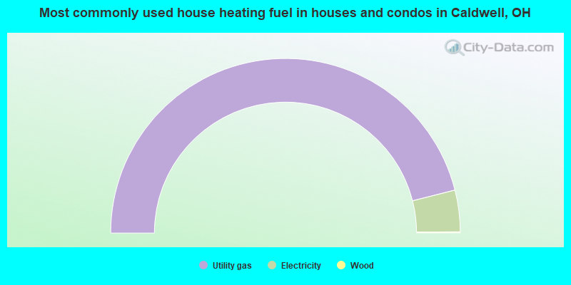 Most commonly used house heating fuel in houses and condos in Caldwell, OH