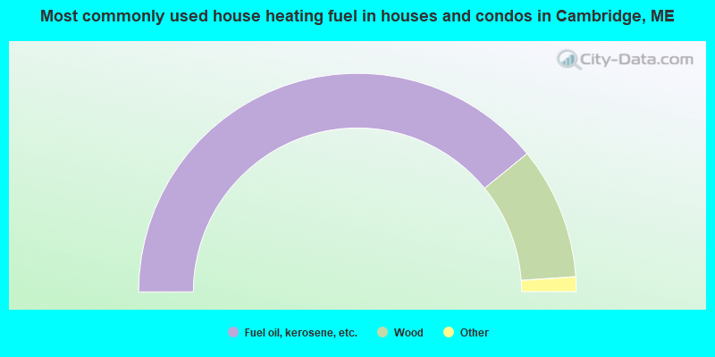 Most commonly used house heating fuel in houses and condos in Cambridge, ME