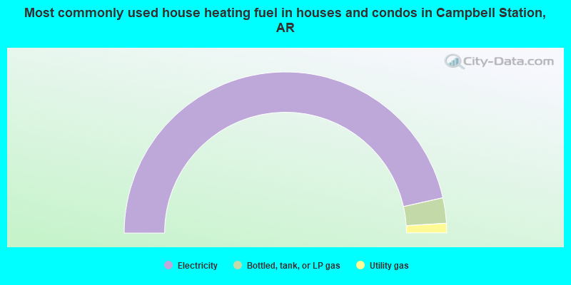Most commonly used house heating fuel in houses and condos in Campbell Station, AR