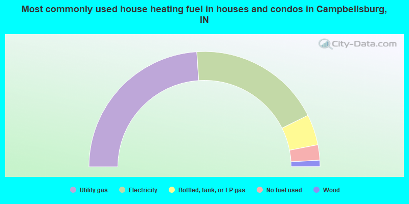 Most commonly used house heating fuel in houses and condos in Campbellsburg, IN