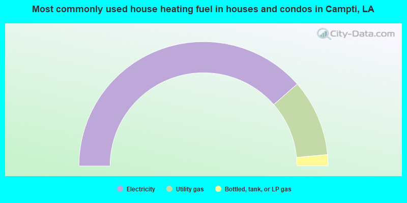 Most commonly used house heating fuel in houses and condos in Campti, LA