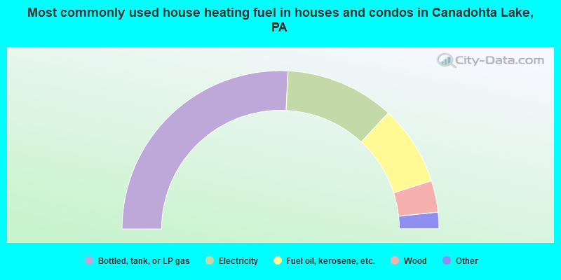 Most commonly used house heating fuel in houses and condos in Canadohta Lake, PA