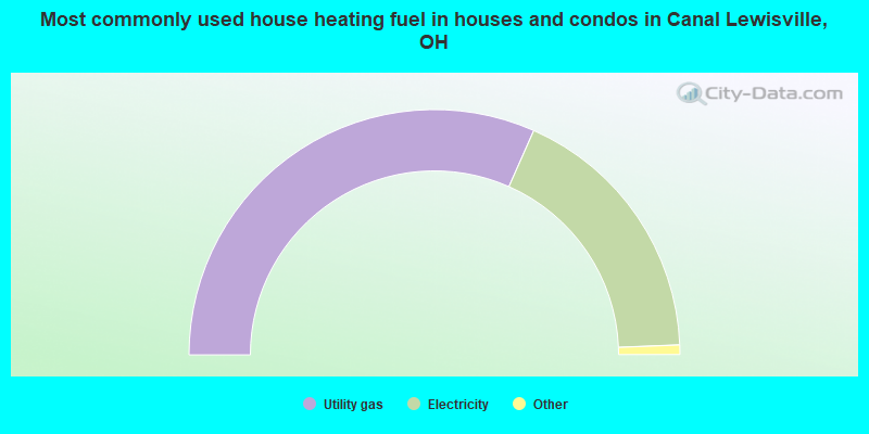 Most commonly used house heating fuel in houses and condos in Canal Lewisville, OH