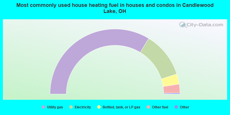 Most commonly used house heating fuel in houses and condos in Candlewood Lake, OH