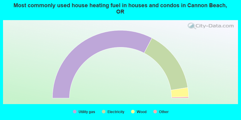 Most commonly used house heating fuel in houses and condos in Cannon Beach, OR
