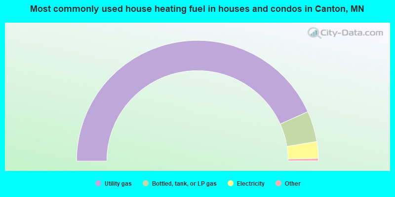 Most commonly used house heating fuel in houses and condos in Canton, MN