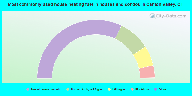 Most commonly used house heating fuel in houses and condos in Canton Valley, CT