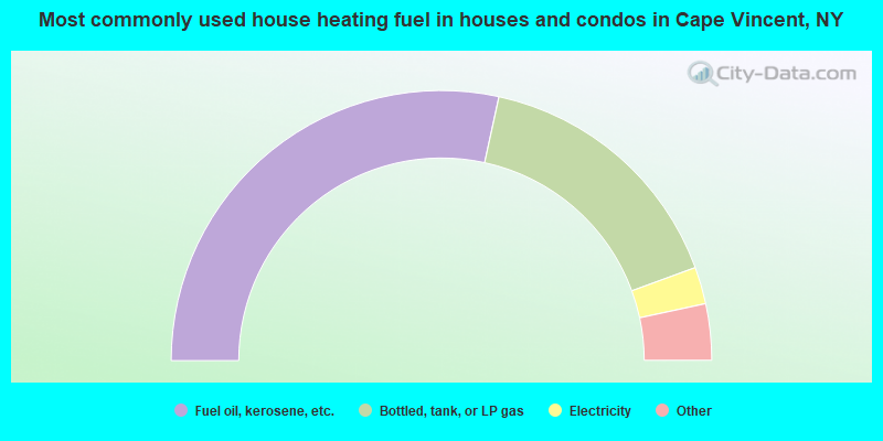 Most commonly used house heating fuel in houses and condos in Cape Vincent, NY