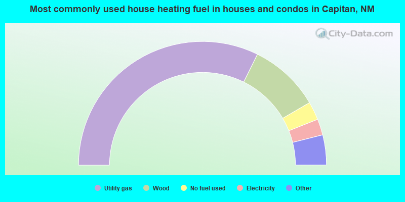 Most commonly used house heating fuel in houses and condos in Capitan, NM
