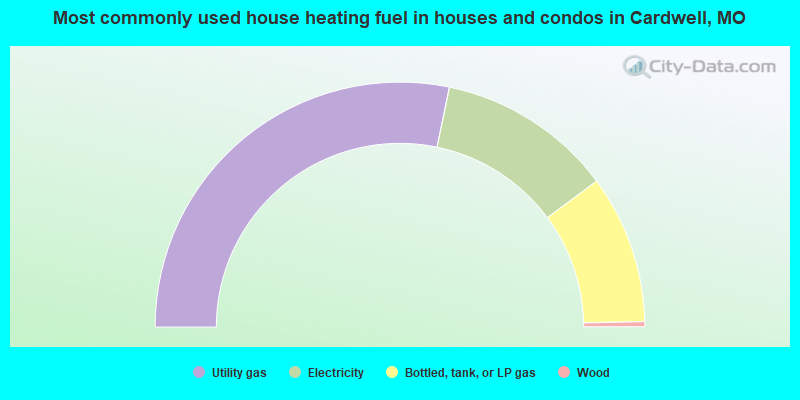 Most commonly used house heating fuel in houses and condos in Cardwell, MO