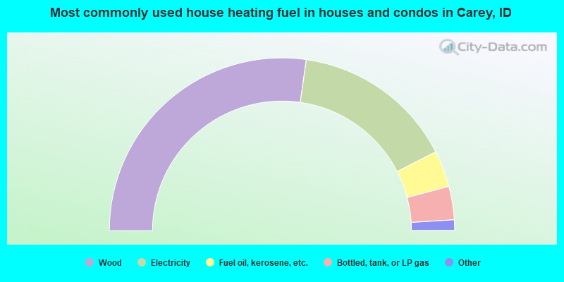 Most commonly used house heating fuel in houses and condos in Carey, ID