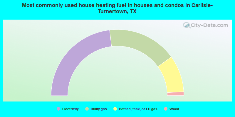 Most commonly used house heating fuel in houses and condos in Carlisle-Turnertown, TX