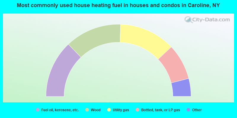 Most commonly used house heating fuel in houses and condos in Caroline, NY