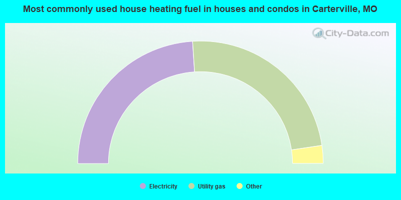 Most commonly used house heating fuel in houses and condos in Carterville, MO