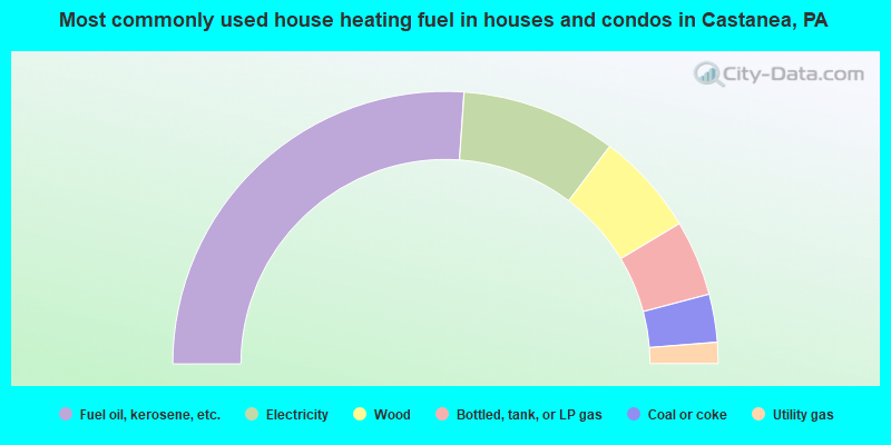 Most commonly used house heating fuel in houses and condos in Castanea, PA