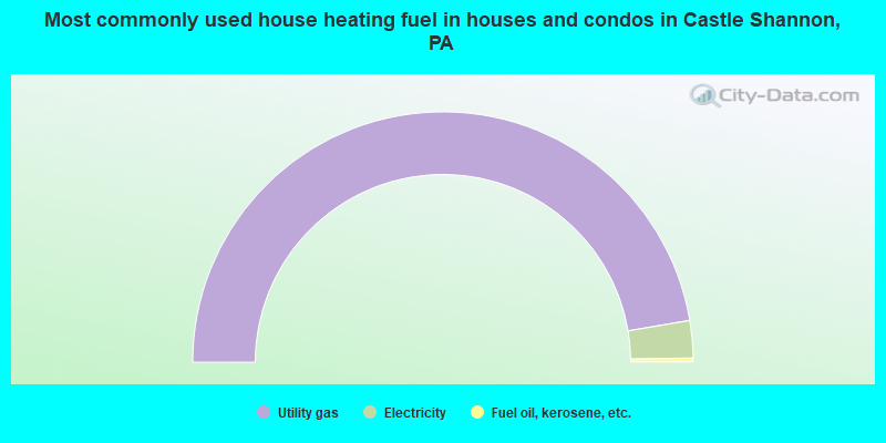 Most commonly used house heating fuel in houses and condos in Castle Shannon, PA