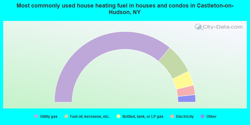 Most commonly used house heating fuel in houses and condos in Castleton-on-Hudson, NY
