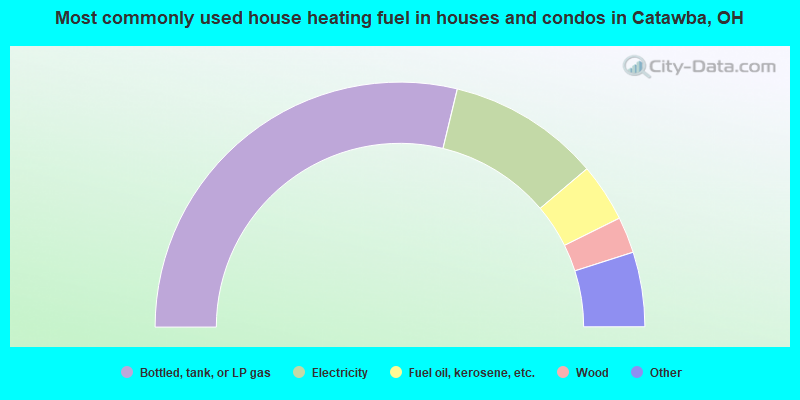 Most commonly used house heating fuel in houses and condos in Catawba, OH
