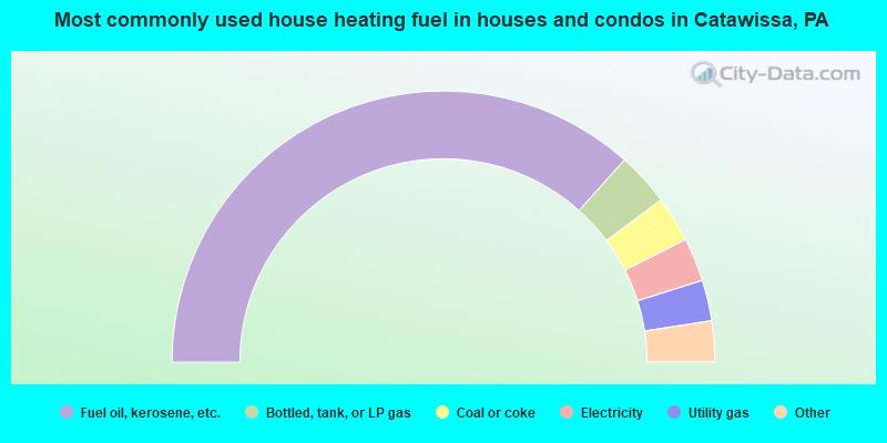 Most commonly used house heating fuel in houses and condos in Catawissa, PA