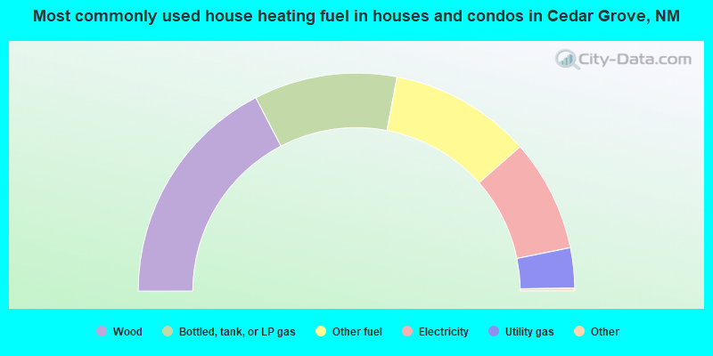 Most commonly used house heating fuel in houses and condos in Cedar Grove, NM