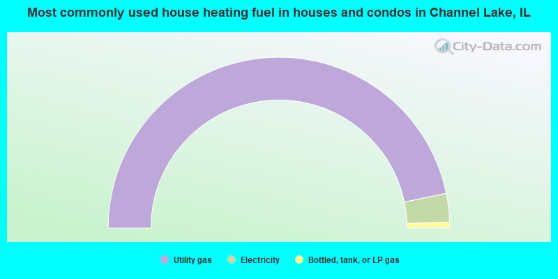 Most commonly used house heating fuel in houses and condos in Channel Lake, IL
