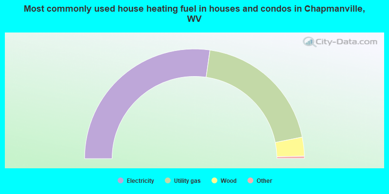 Most commonly used house heating fuel in houses and condos in Chapmanville, WV