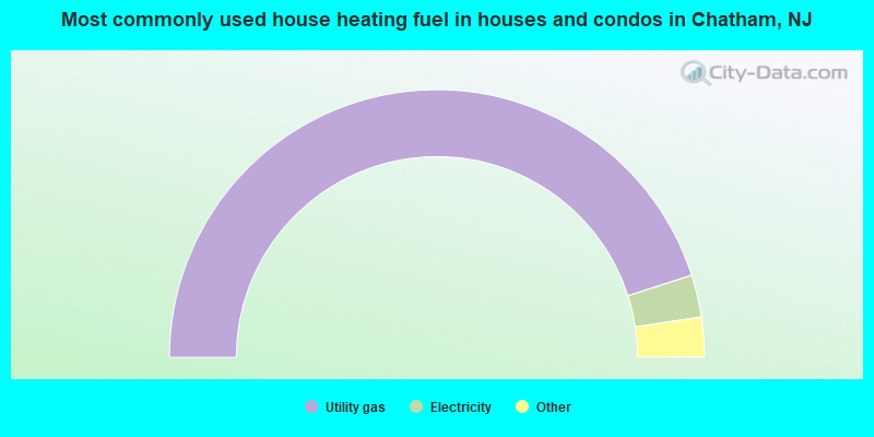 Most commonly used house heating fuel in houses and condos in Chatham, NJ