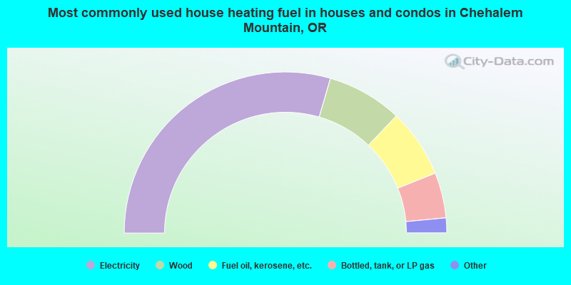 Most commonly used house heating fuel in houses and condos in Chehalem Mountain, OR