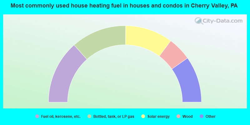 Most commonly used house heating fuel in houses and condos in Cherry Valley, PA