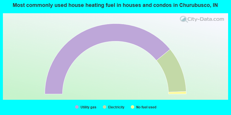 Most commonly used house heating fuel in houses and condos in Churubusco, IN