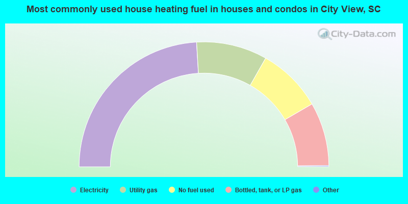 Most commonly used house heating fuel in houses and condos in City View, SC