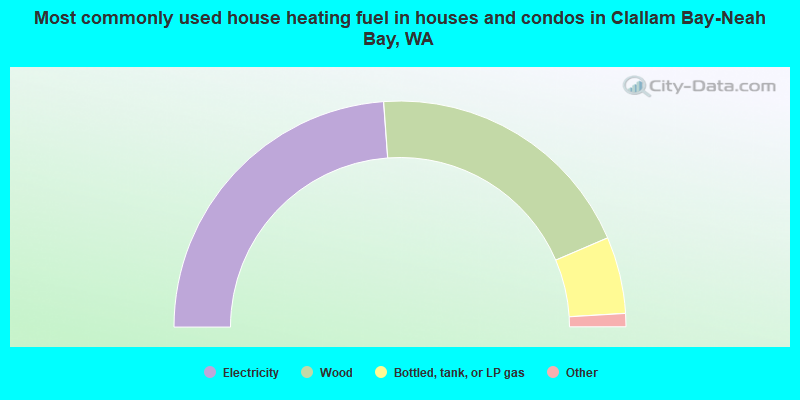 Most commonly used house heating fuel in houses and condos in Clallam Bay-Neah Bay, WA
