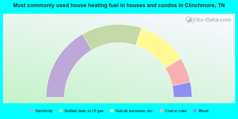 Most commonly used house heating fuel in houses and condos in Clinchmore, TN