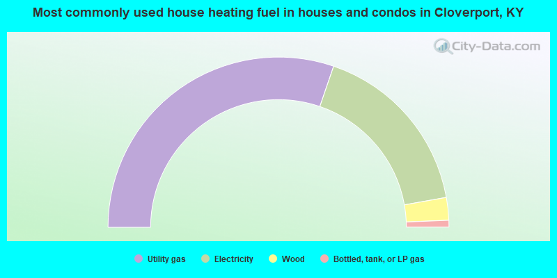 Most commonly used house heating fuel in houses and condos in Cloverport, KY