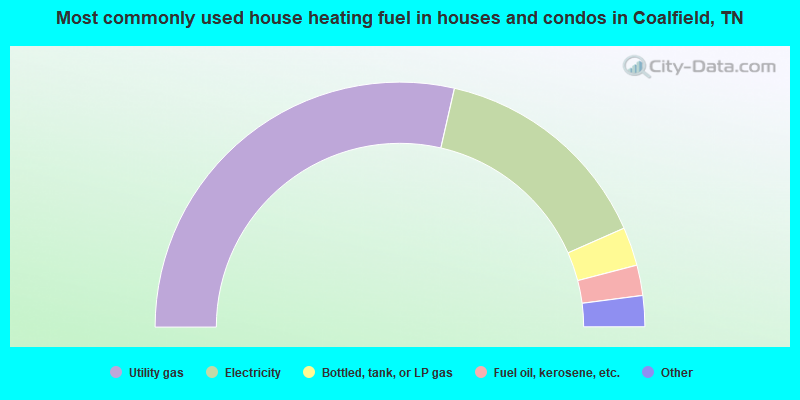 Most commonly used house heating fuel in houses and condos in Coalfield, TN
