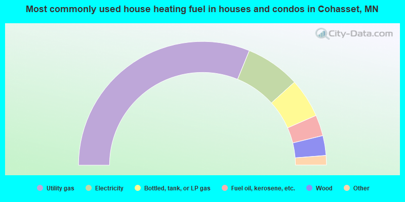 Most commonly used house heating fuel in houses and condos in Cohasset, MN