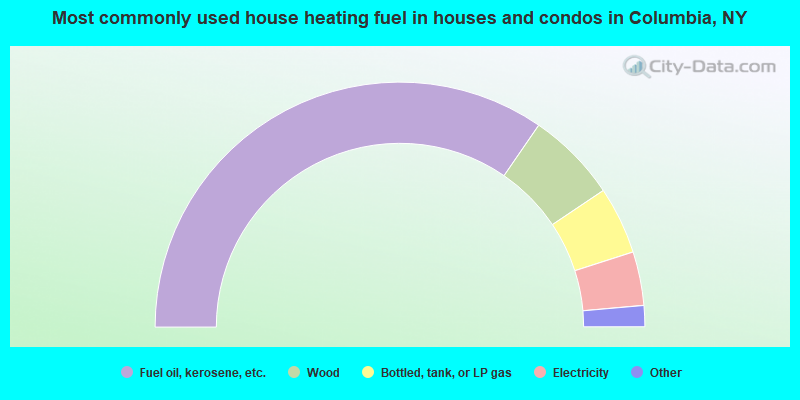 Most commonly used house heating fuel in houses and condos in Columbia, NY