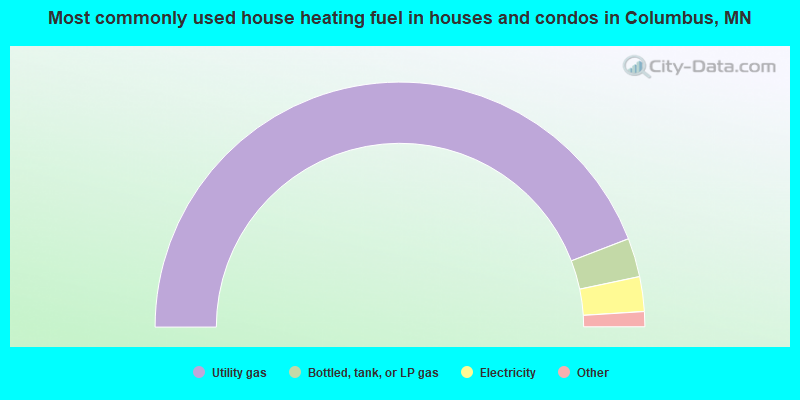 Most commonly used house heating fuel in houses and condos in Columbus, MN