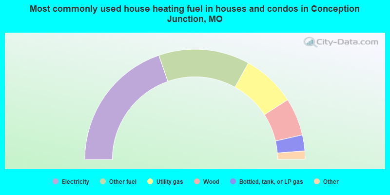 Most commonly used house heating fuel in houses and condos in Conception Junction, MO