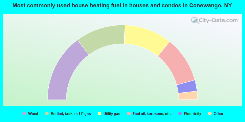 Most commonly used house heating fuel in houses and condos in Conewango, NY