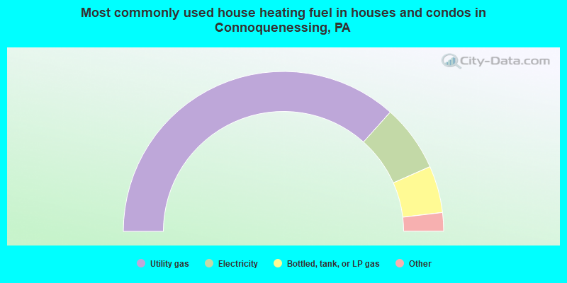 Most commonly used house heating fuel in houses and condos in Connoquenessing, PA