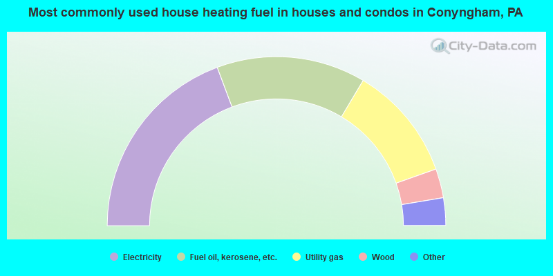 Most commonly used house heating fuel in houses and condos in Conyngham, PA