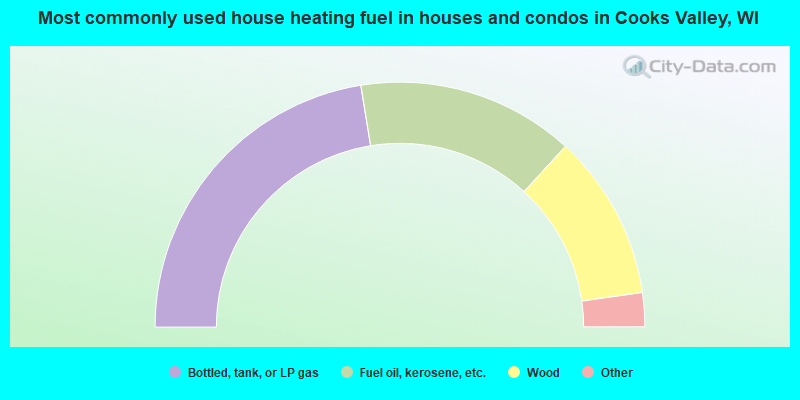 Most commonly used house heating fuel in houses and condos in Cooks Valley, WI